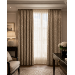 An extensive group of three pairs of custom-tailored, luxury interlined window drapes designed for a