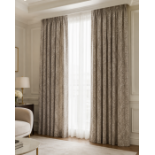 A Luxury Window Drapery Suite Comprising Two Pairs of Patterned Silk Interlined Curtains A