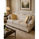 A Chippendale Revival Style Camelback Sofa in Luxury Cream Woven Upholstery An exceptional, grand-