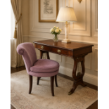 A Regency Style Mahogany Lyre-Leg Dressing Table / Desk and Coordinating Velvet Vanity Chair The