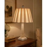 A Neoclassical Style Carved Alabaster Column Table Lamp The lamp features a figured, translucent