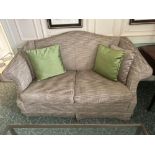 A Chippendale Revival Style Camelback Two-Seater Sofa in Taupe Textured UpholsteryA substantial