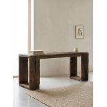 Timothy Oulton Braveheart Console Table (220 x 46 x 76cm) in Battered Plank is a commanding,