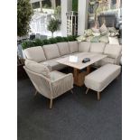 Como L Shape Sofa with Rectangle Casual Dining Table, Bench & Chair - Mocha