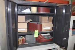 ASSORTED BUFFING WHEEL / SANDPAPER w/ CABINET