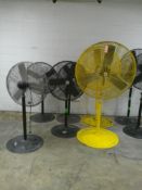 2 Yellow Floor Fans, 4 Black Floor Fans