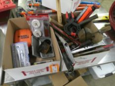 2 Boxes of Assorted Tools: Socket Set, Bits, Hammers, Etc