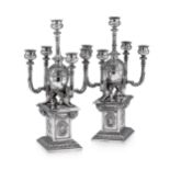 ANTIQUE 19thC GERMAN HANAU PAIR OF SOLID SILVER CANDELABRAS