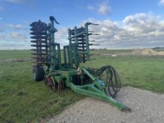 6m hydraulic folding press, with cast rings, leading tines & rear drawbar