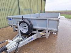 2023 Ifor Williams flat bed trailer with sides, 12' x 6' 6", 4x in floor fastening eyes, barn