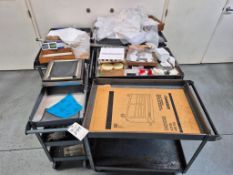 COLLECTION OF 5 METAL TOOL CARTS ON WHEELS CONTENTS INCLUDED