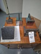 SET OF 4 STEEL ANGLE BLOCKS, AND 1 GRANITE ANGLE BLOCK