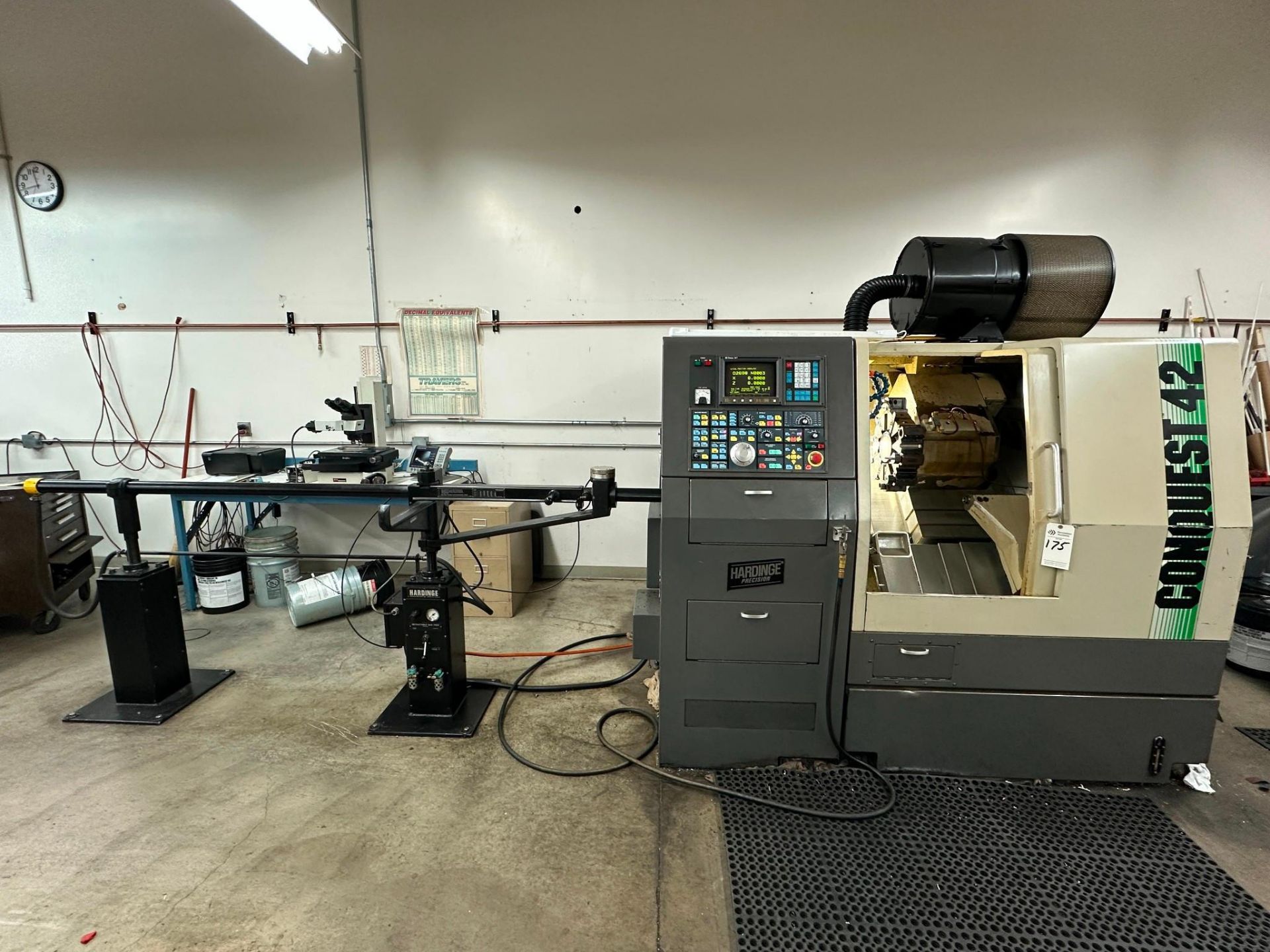 HARDINGE CS-42 CONQUEST 42 CNC LATHE WITH HARDINGE RETRACTABLE BAR FEED ...