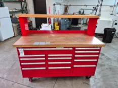 STOR-LOC 14 DRAWER MOBILE WORK BENCH WITH UPPER SHELF