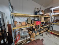 (4) MEDIUM DUTY TEARDROP RACKS OF ASSORTED MISC. TOOLS, TOOLING, SUPPLIES AND INSTRUMENTS