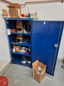 METAL SHOP CABINET FULL OF MISC. TOOLS AND SUPPLIES FOR MOORE NO. 3 PRECISION JIG GRINDER