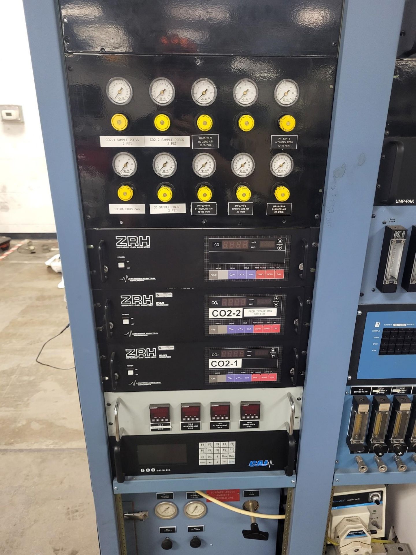 INDUSTRIAL EMISSIONS GAS ANALYSIS RACK & DIVIDER SYSTEM ENGINE TEST ...