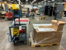 ENERPAC MODEL PUM3205 B ELECTRIC HYD PUMP POWER UNIT W/ PARKER PARKRIMP 1 MODEL 80C HYD HOSE CRIMPER