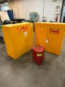 (2) LYON FLAMMABLE LIQUID STORAGE CABINET MODEL 5440, 30 GAL CAPACITY EAGEL 10 GAL OIL WASTE CAN