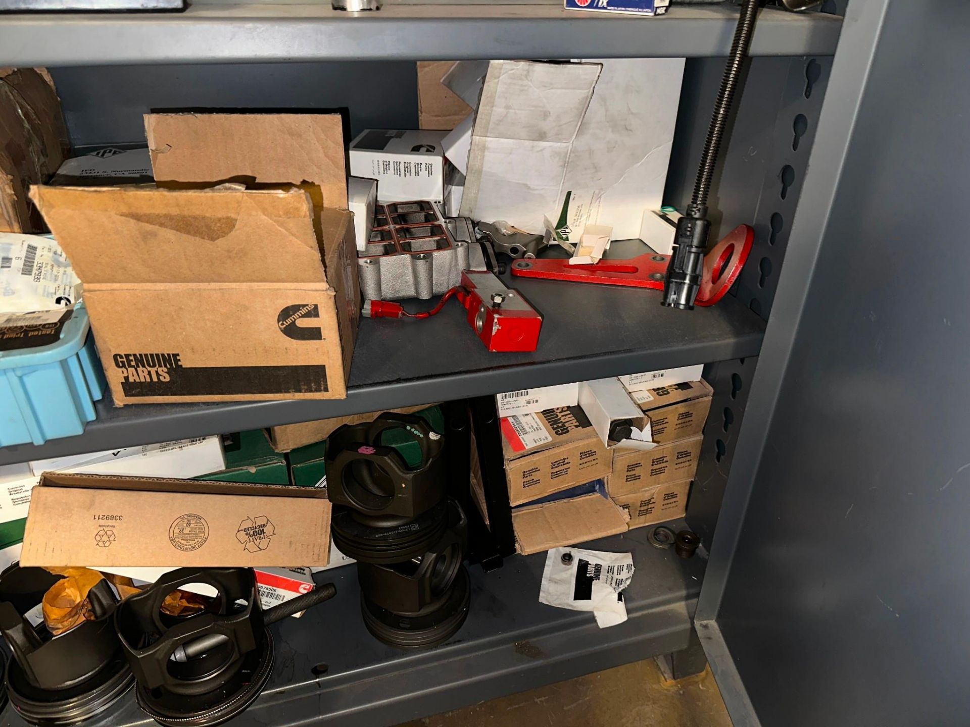 Diesel Engine Storage Rack (3) HEAVY DUTY STEEL STORAGE CABINETS FULL OF CATERPILLAR/DIESEL ENGINE ...