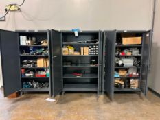 (3) HEAVY DUTY STEEL STORAGE CABINETS FULL OF CATERPILLAR/DIESEL ENGINE PARTS