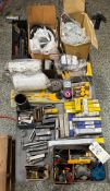 TABLE OF ASSORTED TOOLING, TOOLS AND SUPPLIES