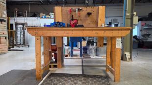 WOOD WORK BENCH WITH ALL CONTENTS