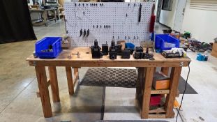 WOOD WORK BENCH WITH ALL CONTENTS