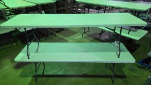 SET OF (2) PLASTIC/PICNIC TABLES WITH FOLD IN LEGS