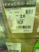 7 MISC SIZE PALLETS OF 2X TYVEK COVERALLS
