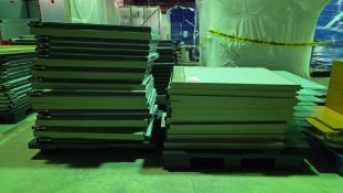 11 PALLETS OF OFFICE CUBICLE SYSTEMS, WITH DIVIDERS, DESKS, BARRIERS, FILING CABINETS ETC.
