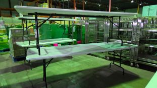 SET OF (2) PLASTIC/PICNIC TABLES WITH FOLD IN LEGS