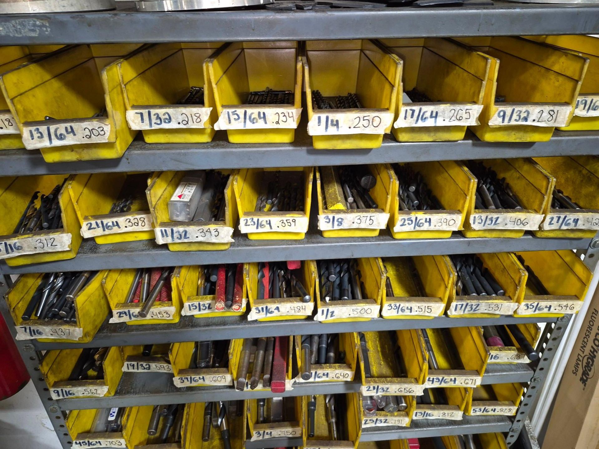 INDUSTRIAL STORAGE RACK WITH HANGING BINS FILLED WITH ASSORTED DRILL ...