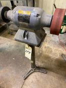 BALDOR DUAL WHEEL BUFFER CAT NO. 111, ON STAND W/ MISC. EXTRA WHEELS