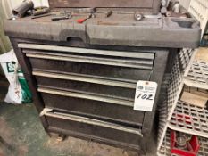 5 DRAWER MOBILE/ROLLING TOOL CHEST WITH MISC. TOOLS AND SUPPLIES