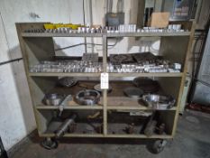 HEAVY-DUTY INDUSTRIAL TOOL CART FILLED LATHE CHUCK JAWS, FIXTURES, AND ADAPTERS *CONTENTS INCLUDED
