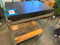 STEPPED END GRANITE SURFACE PLATE ON STEEL FRAME TABLE