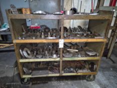 INDUSTRIAL TOOL CART FILLED W/ ASSORTED FACEPLATES, AND SPINDLE ADAPTERS *CONTENTS INCLUDED