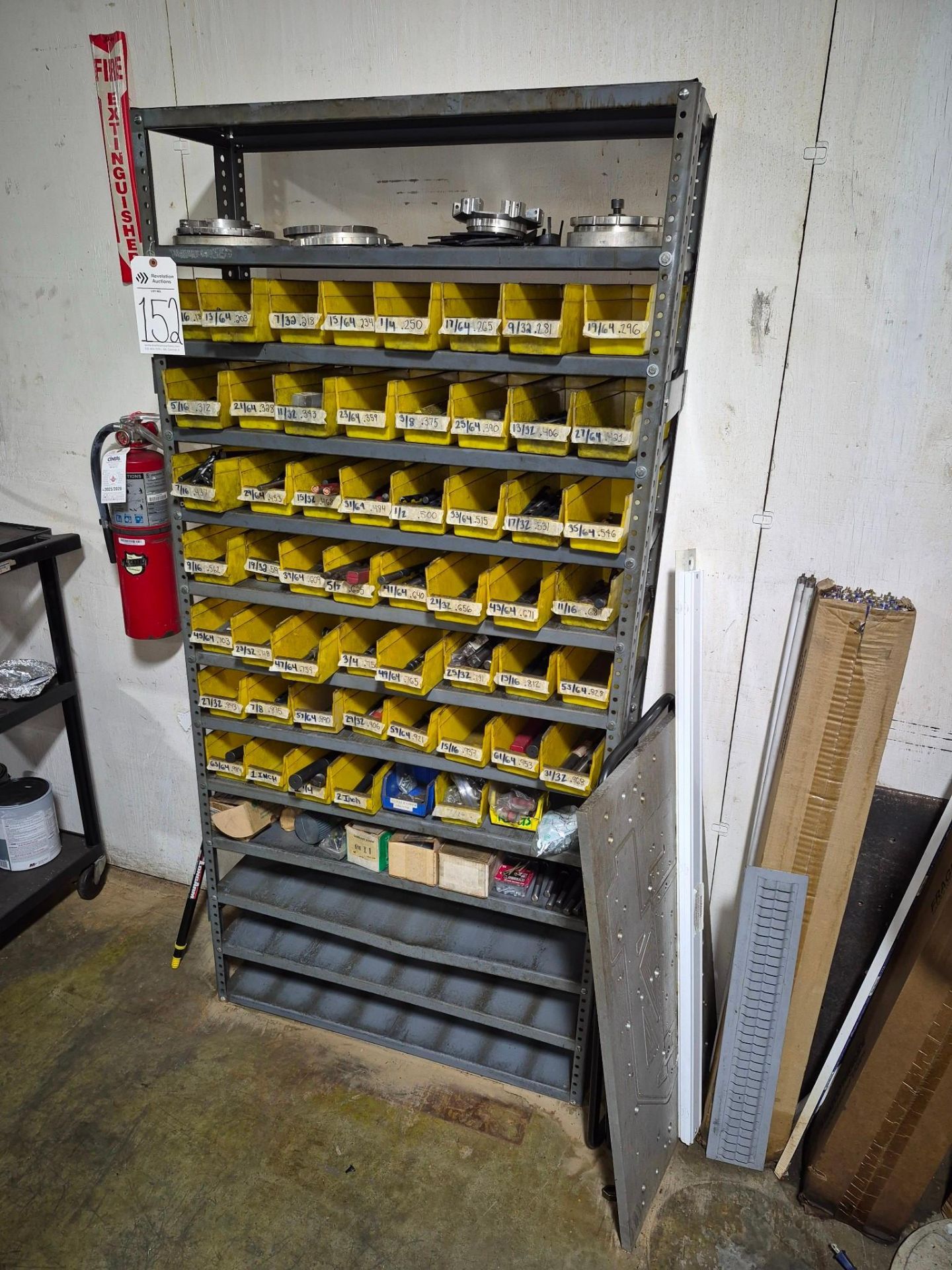 INDUSTRIAL STORAGE RACK WITH HANGING BINS FILLED WITH ASSORTED DRILL ...