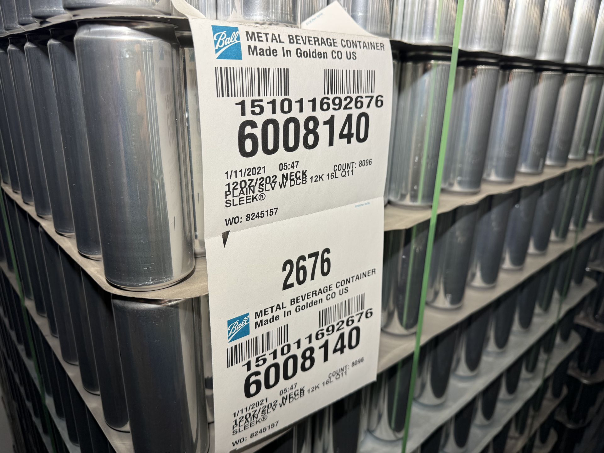 [LOT] of (10) pallets Ball 12oz Aluminum Cans, 202 neck, sleek, 8096pcs ...