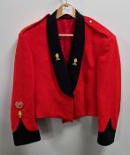 British Forces - Red short dress jacket - Black collar/cuff - unknown size - no label