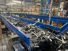 2x flatbed conveyors approx 21.5m L x 0.9m W x 1.7m H & 2x incline conveyor approx 3.3m L x 0.9m W x