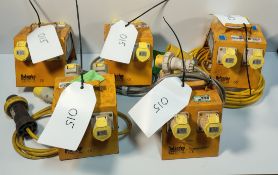 5x DEFENDER E13104 - 110V 16A 4 WAY Splitter Units