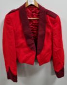 British Forces red with maroon collar / cuff short dress jacket
