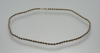 A 9ct gold rope pattern necklace with ring fastening: l. x 22cm 4.68g