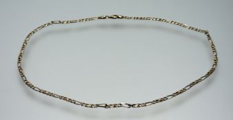 A 9ct gold flat box link chain necklace with lobster claw fastening: l. x 25cm 12.23g