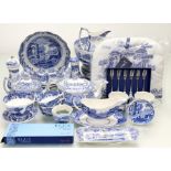 A collection of later Copeland Spode blue and white Italian pattern wares comprising, a graduated
