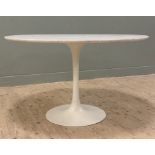 A 1960s 'tulip' dining table, original circular laminate top on alloy base, with later circular