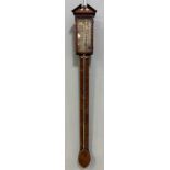 A 19th century stick barometer by John Sutton of Edinburgh, with broken-pediment top over inlaid