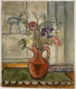 Julie de Holmberg Krohn (Norwegian 1882-1956) oil on canvas, flowers by the window, signed and dated